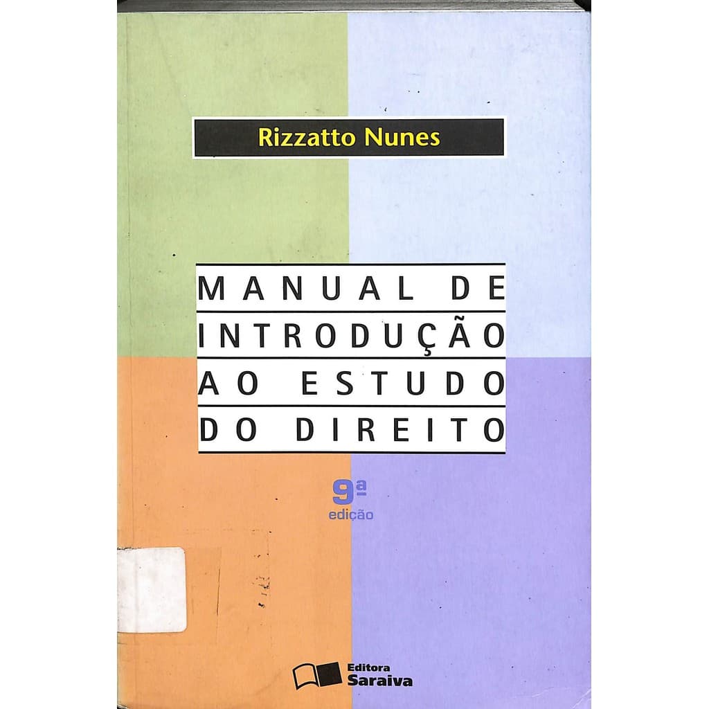 LIVRO Manual de Introdução ao Estudo do Direito: com exercícios para sala de aula - Rizzato Nunes