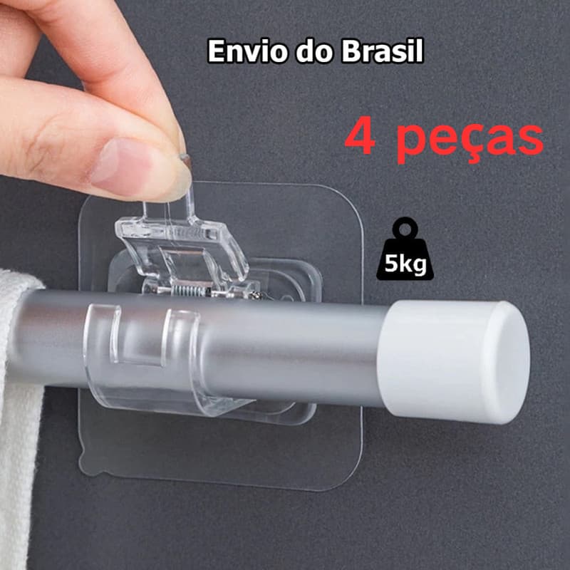 4 Peças Ganchos adesivos para varão de cortina que não precisa furar suporte de parede