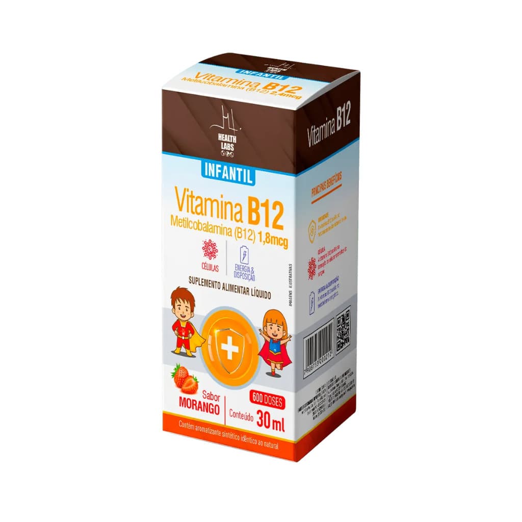 Vitamina B12 Kids 30ml Morango - Health Labs