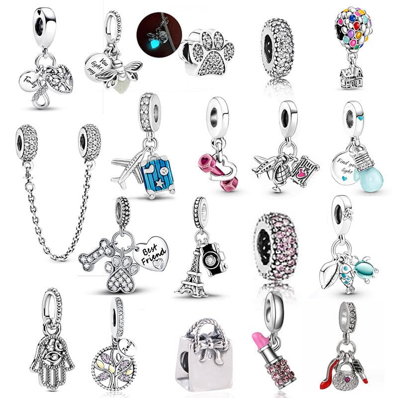 Charme Berloque Prata 925 Pingente Aço Inoxidável Contas DIY Lindas Joias Pulseira Acessórios