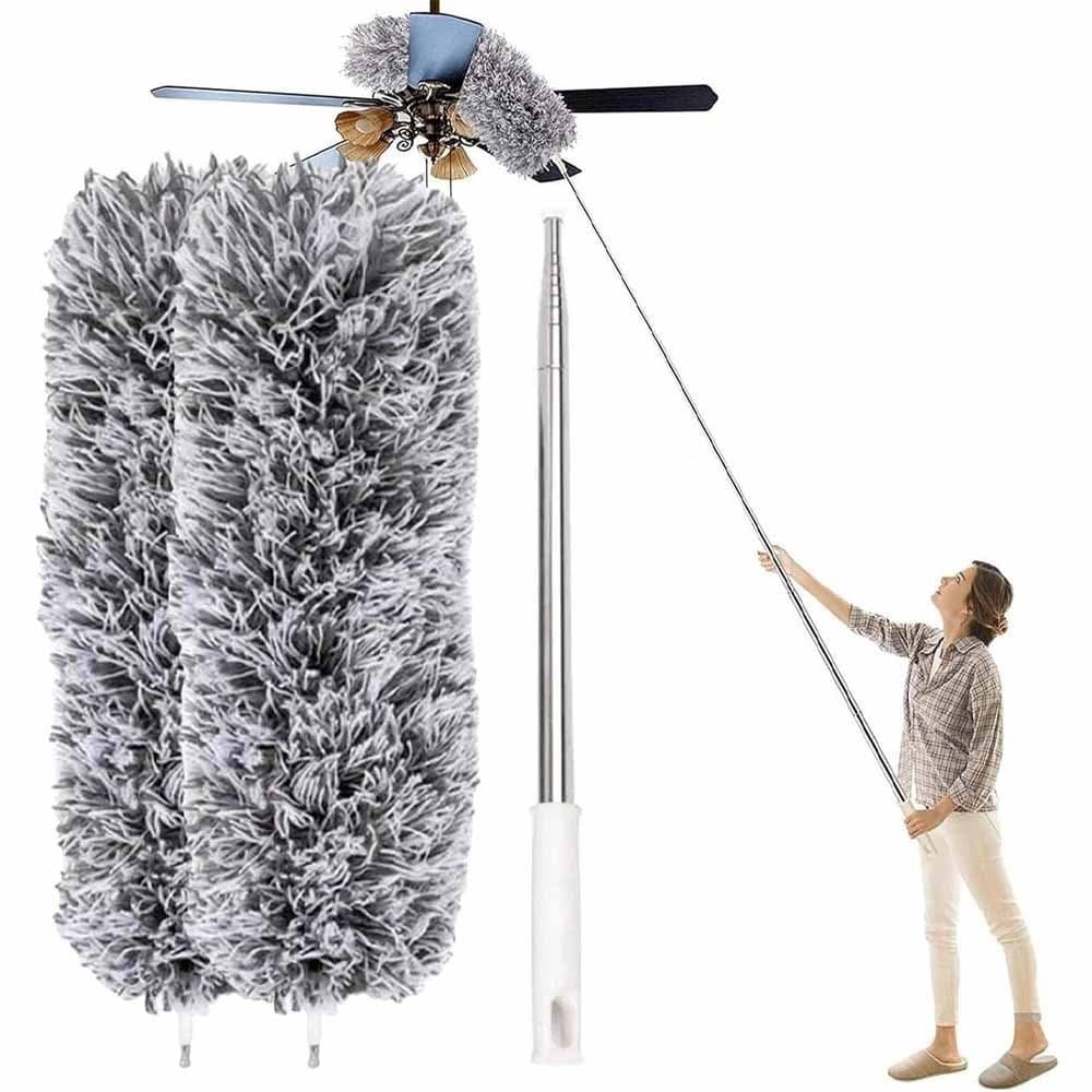 Espanador microfibra telescópico limpar poeira  teto e  limpeza debaixo da cama, remover o pó