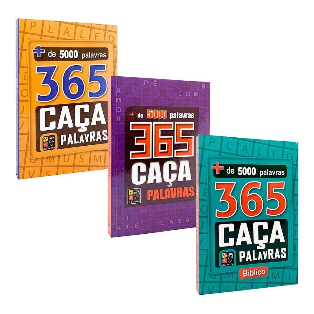 Kit com 3 livros 365 Caça Palavras + de 15 mil Palavras