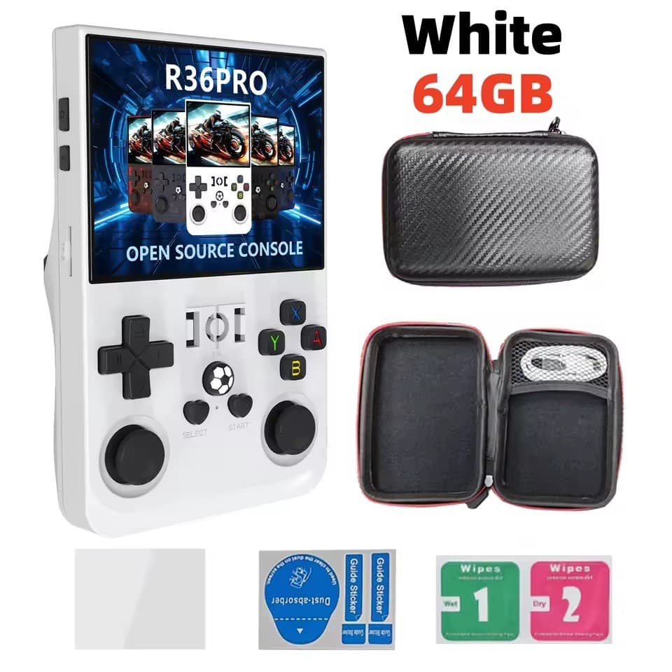 Console Portátil Retrô R36Pro 64GB e 18.000 Jogos Clássicos Com Case E Película