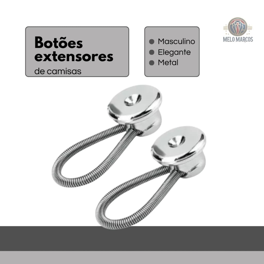 2 Botões Extensores para Colarinho de Camisa Apertada Ajuste Perfeito Ideal para Mais Conforto