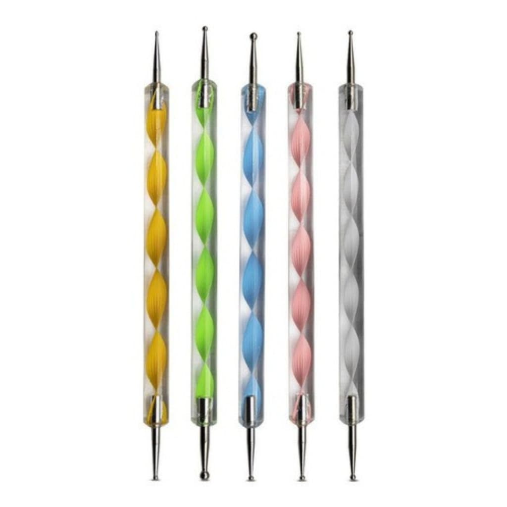 Kit 10 Boleadores em 5 Pincéis De Unha com Ponta Dupla Decoração de Unhas Profissional