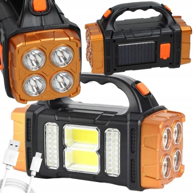 Lanterna Holofote Super Led Carregamento Solar  e USB Portátil Recarregável