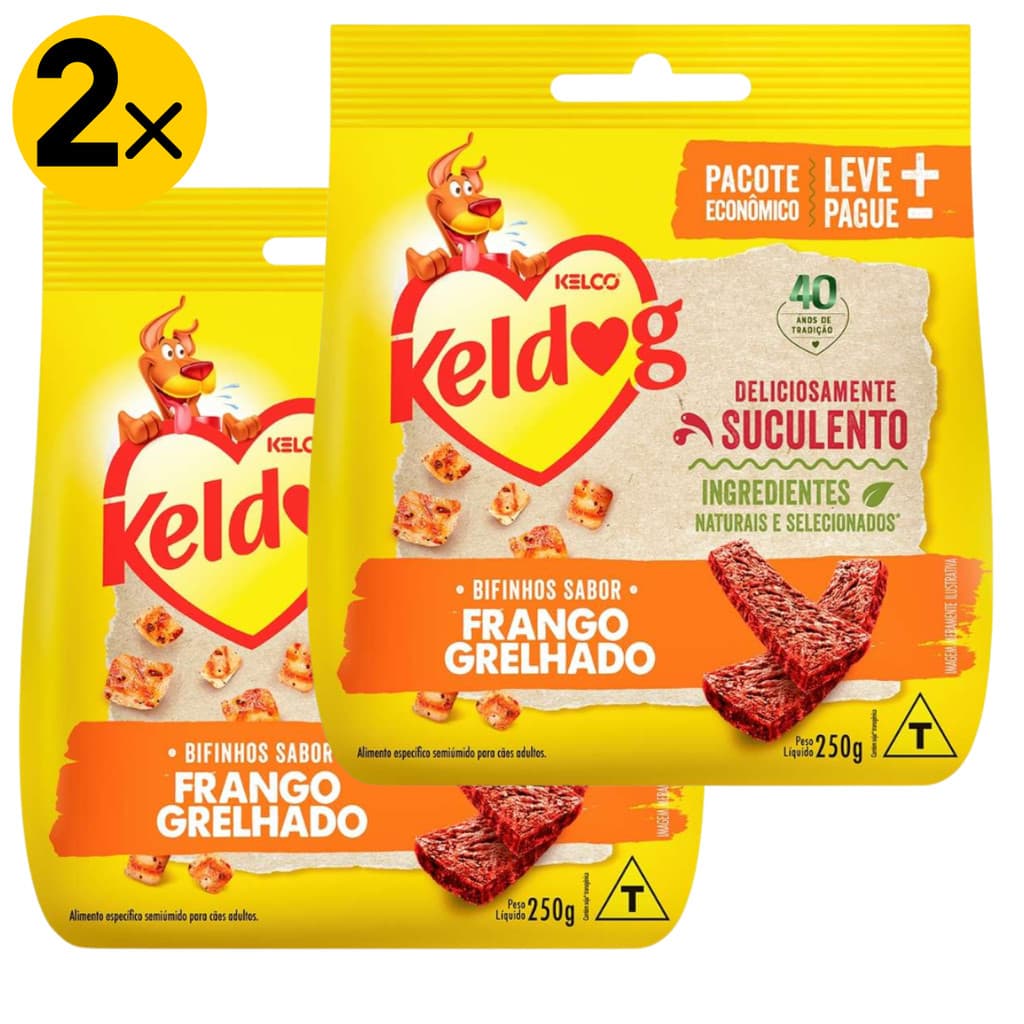 Kit 2 Bifinho Keldog para Cães Sabor Frango Grelhado 250 g