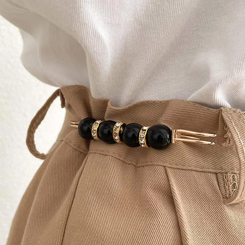 Conjunto De Treinador De Cintura De 2 Peças Ajustável Pérola Decoração Antiderrapante Clipe Cincher Para Mulheres