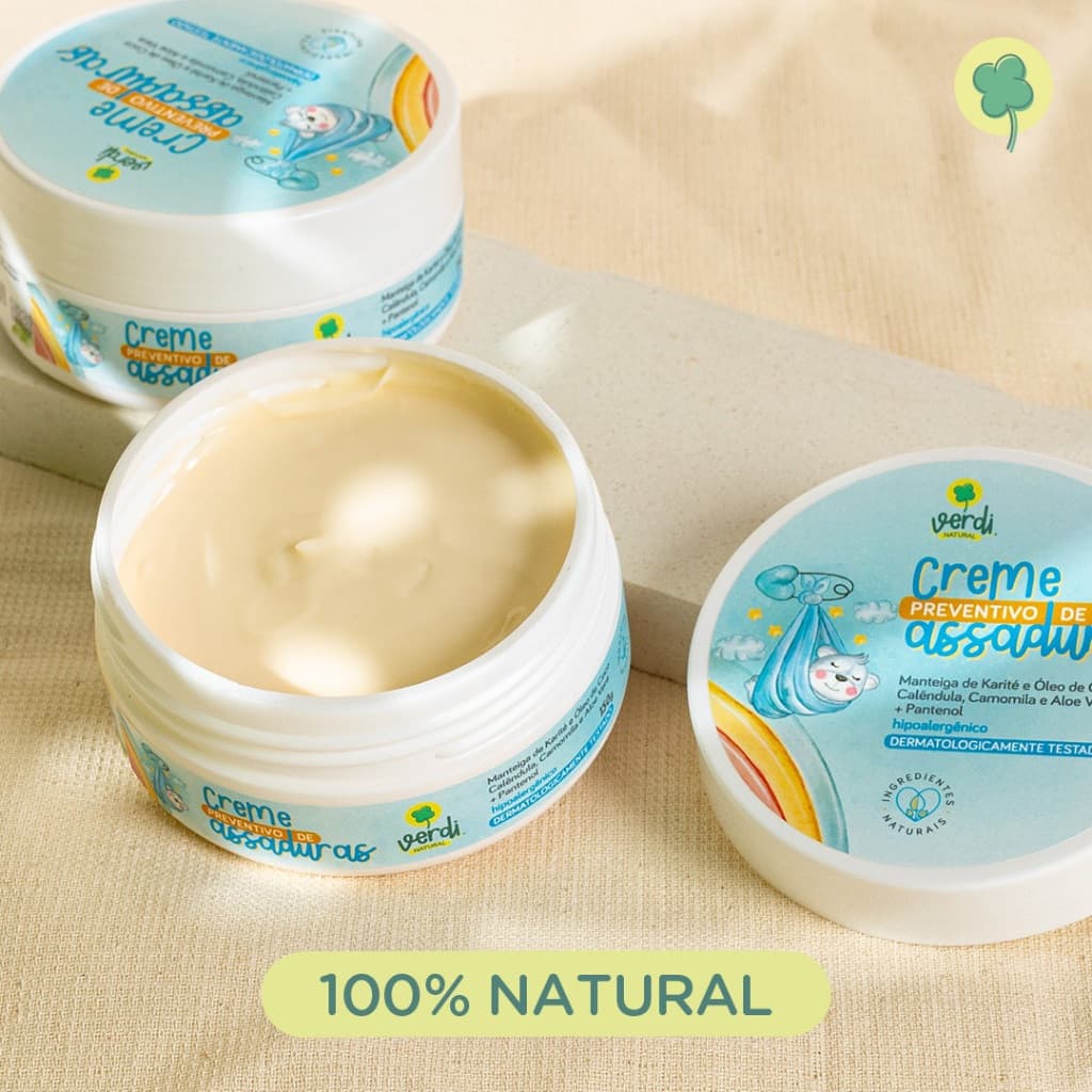 Creme Pomada Preventivo de Assaduras Pote Bisnaga Bebê Verdi Natural - Envio Imediato