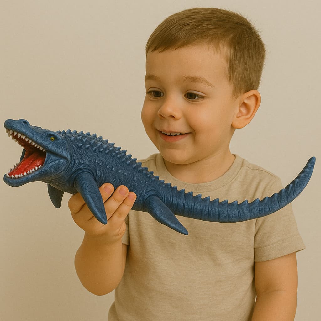 Dinossauro de Brinquedo Mosassauro Infantil Vinil Macio Menino Menina 30cm