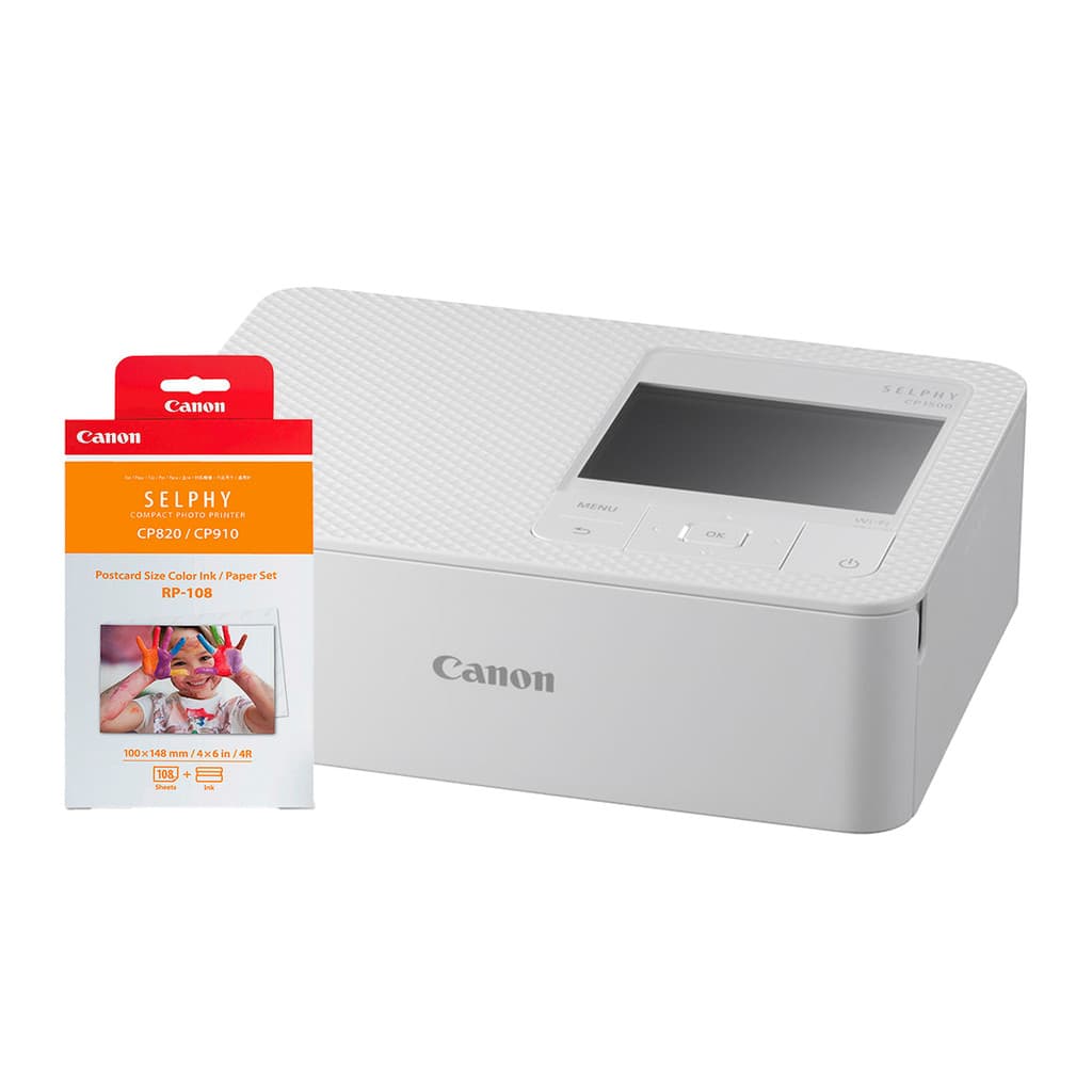 Impressora Canon Selphy Cp1500 Branca - Fotográfica Portátil com WiFi + 108 Papéis para Foto