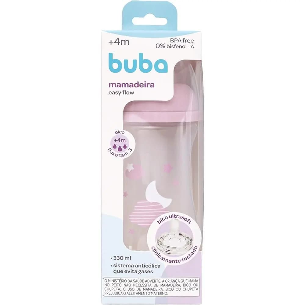 MAMADEIRA EASY FLOW NUVEM ROSA 330ML ANTICÓLICA 330ML - BUBA
