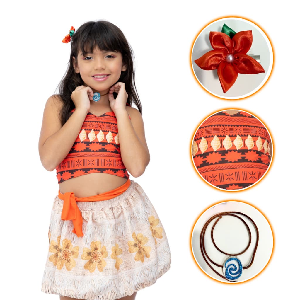 Fantasia da Princesa  Moana 2 Infantil Com Acessorio Cosplay