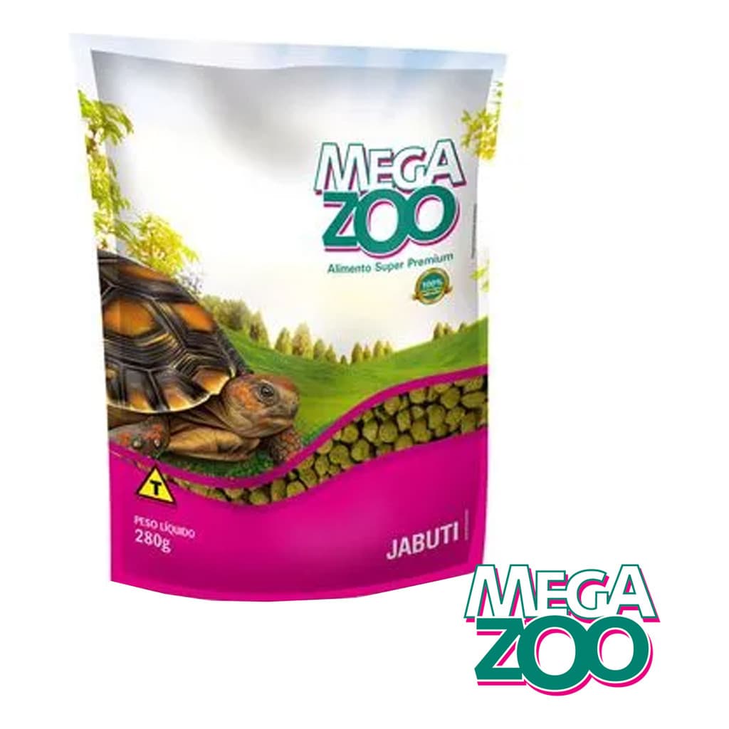 RACAO SUPER PREMIUM MEGAZOO EXTRUSADA JABUTIS 280GR RACAO ALIMENTO COMPLETO JABUTI TARTARUGA