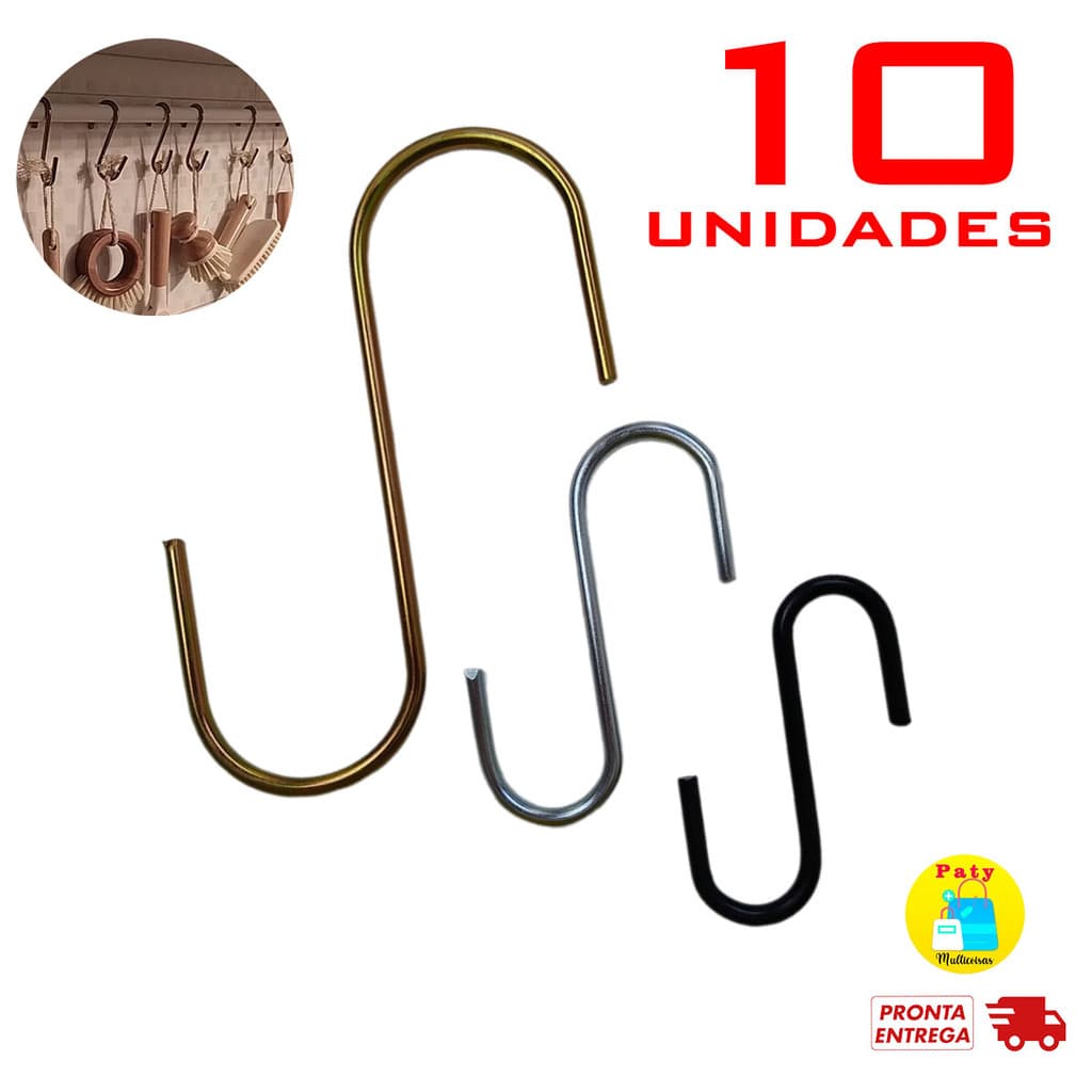 Kit 6 a 10 Ganchos em S suporte pendurar vasos parede jardim vertical suculenta