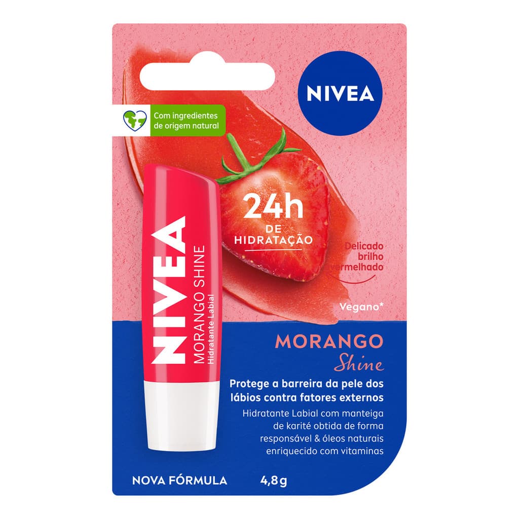 Hidratante Labial Nivea Shine Morango Hidratação Prolongada