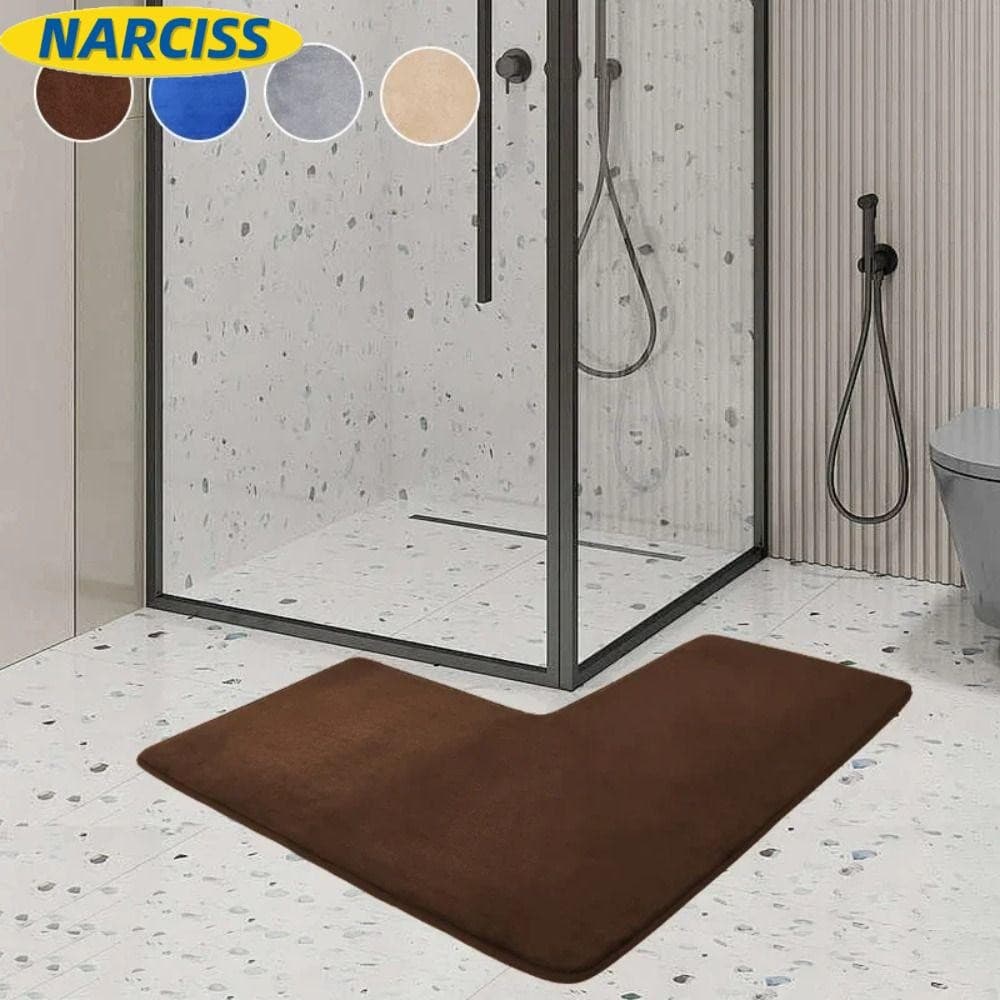 NARCISSUSPW Tapete Em Forma De L , Macio De Canto Antiderrapante Para Banheiro , Colorido