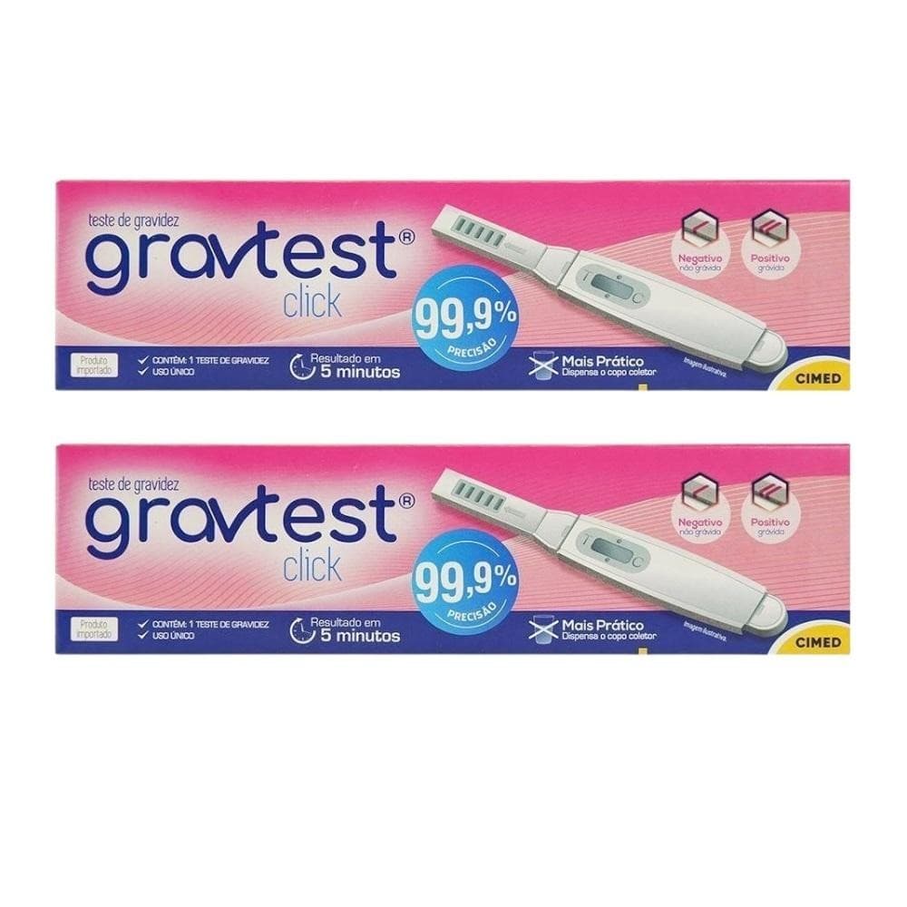 Kit Teste De Gravidez Gravtest Click Com 2 Uni De 1 Teste Cd