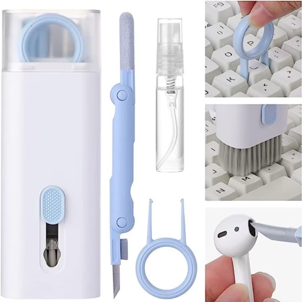 Kit De Escova De Limpeza De Teclado 7 Em 1 Multifuncional Portátil Para Computador/Fone De Ouvido.