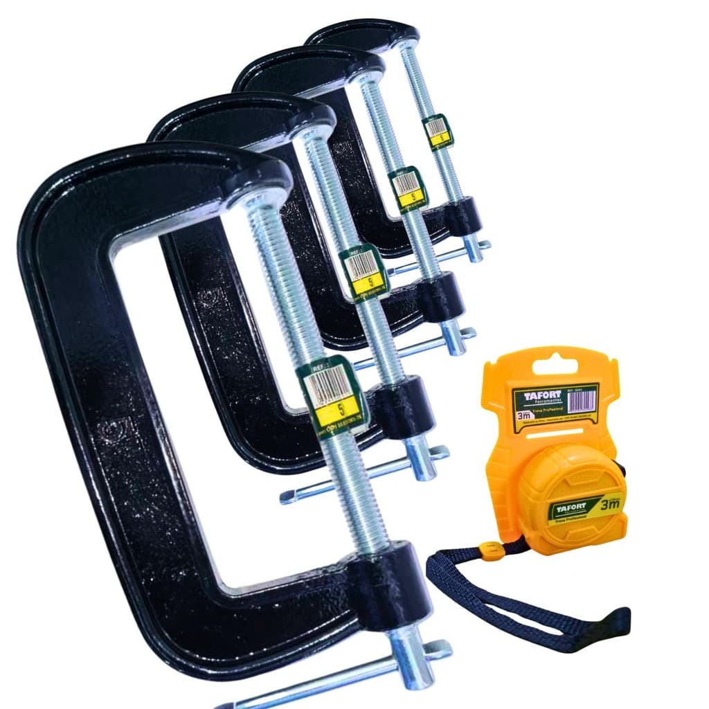 Kit 4 Grampo Tipo C.5 Pol Tafort Robusto Eficiênte + Brinde