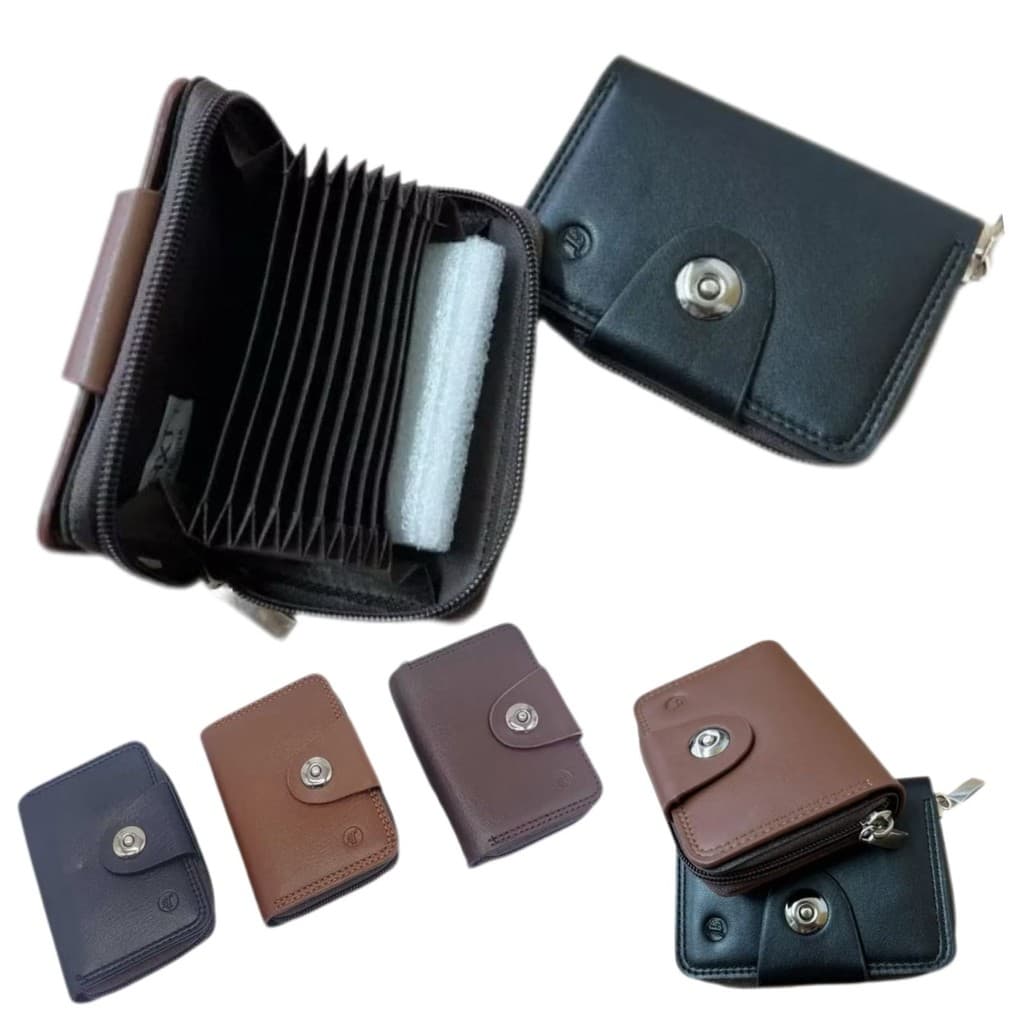 Porta Cartão Masculino Couro Sintético Com Zíper Porta Cartões