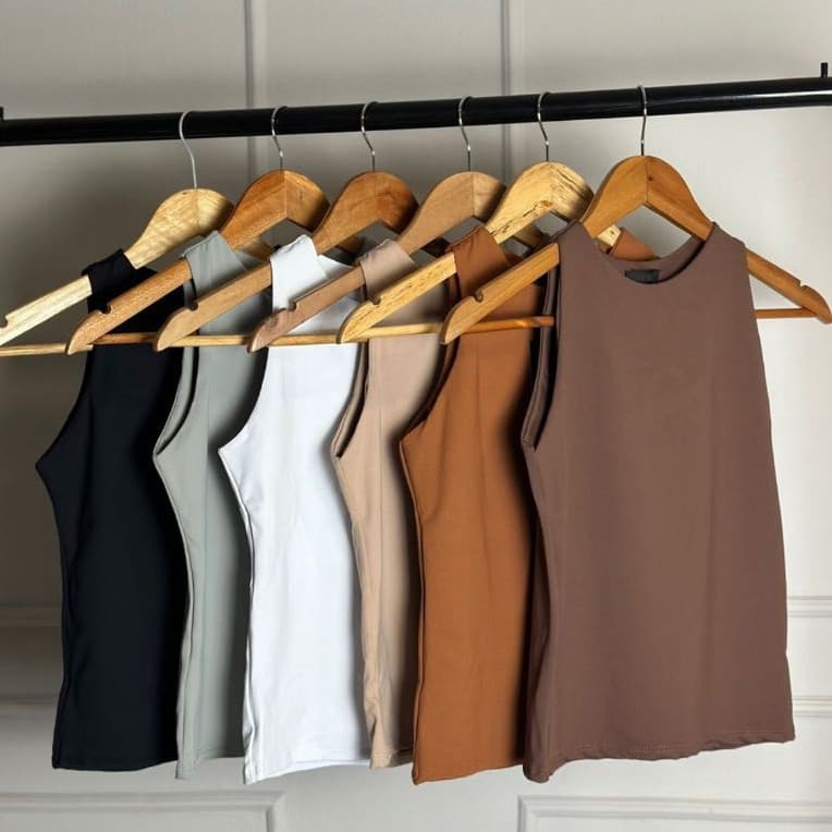 Regata Blusinha Feminina Suplex Duplo Básica Moda Blogueira Tendencia