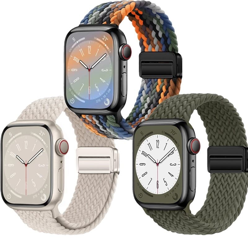 Pulseira de Nylon para Apple Watch Ultra 3 2 Series 11 10 9 8 7 SE 6 5 4 3 49mm 46mm 45mm 44mm 42mm 41mm 40mm 38mm
