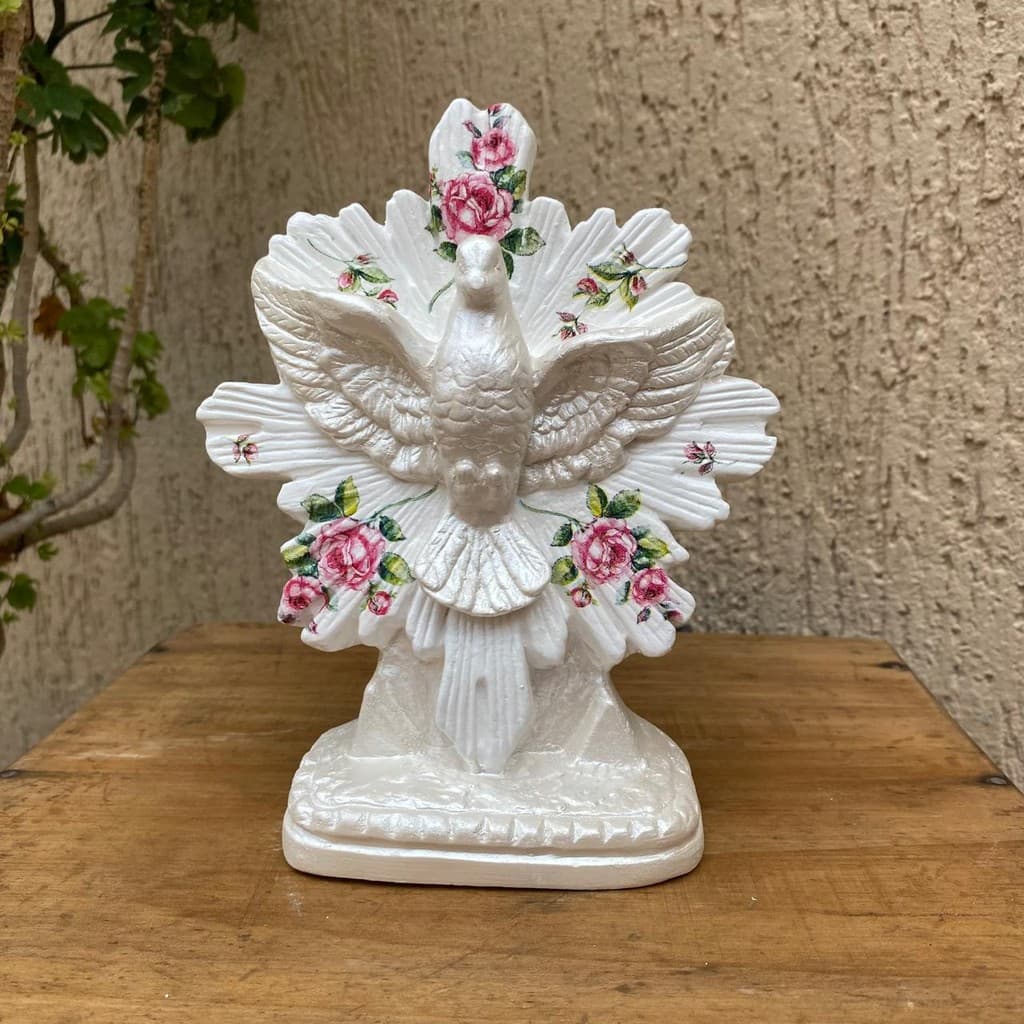 Divino Espírito Santo Decoupage Delicado De Mesa 20cm / Lembrança Batizado