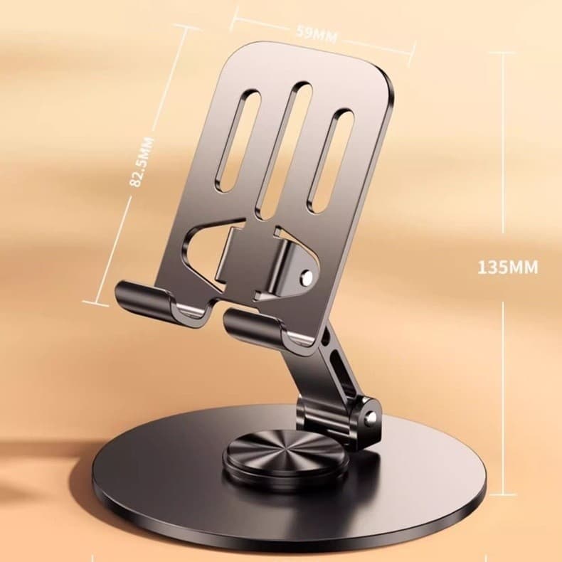 Suporte Alumínio de Mesa Base Rotatória Ajustável 360º Para Smartphones e Tablets -V8