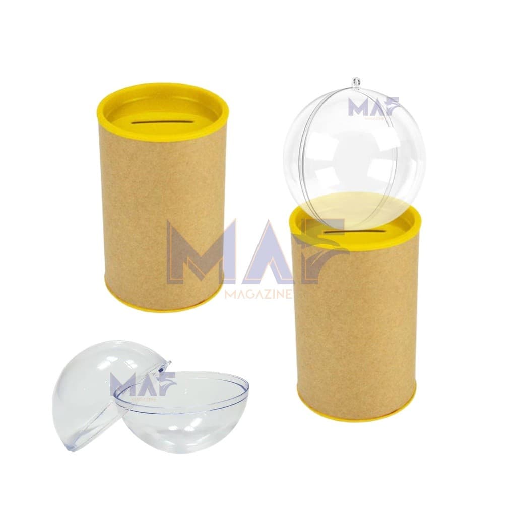 Kit 40 Cofrinho 10x6 40 Esfera Bola Acrilica 6,5cm Luxo Cofre Duplo Lembrancinha Festa Bola Acrilica