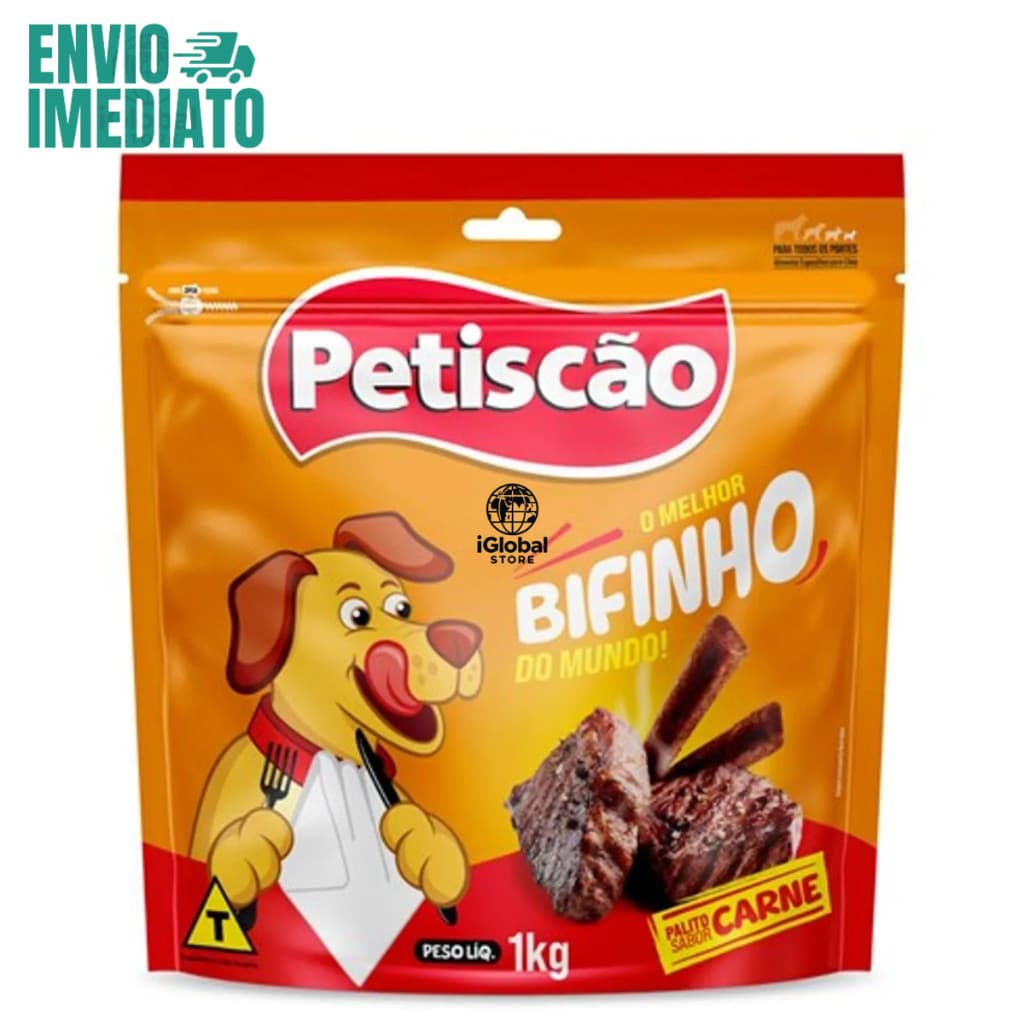 Bifinho Petiscão Sabor Carne 1kg Mastigável para Cães Adultos - ENVIO IMEDIATO