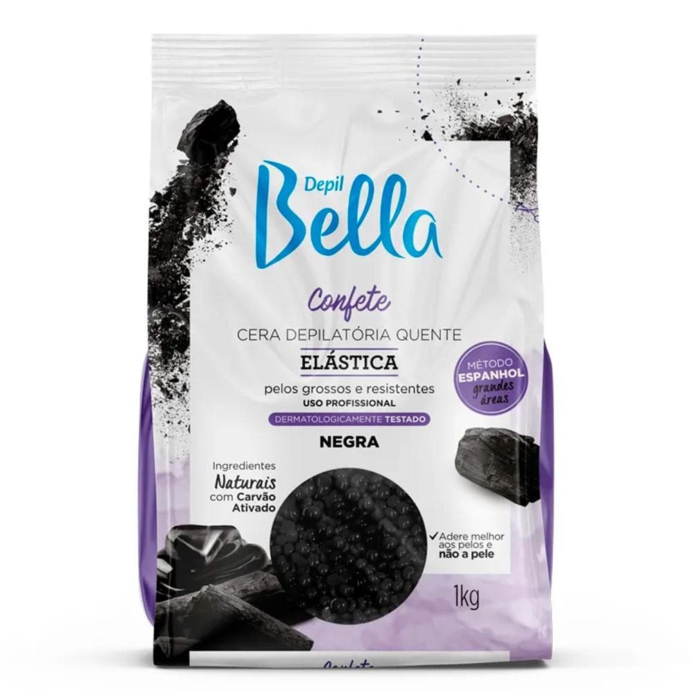 Depil Bella Cera Depilatória Confete Elástica Negra com Carvão Ativado 1kg