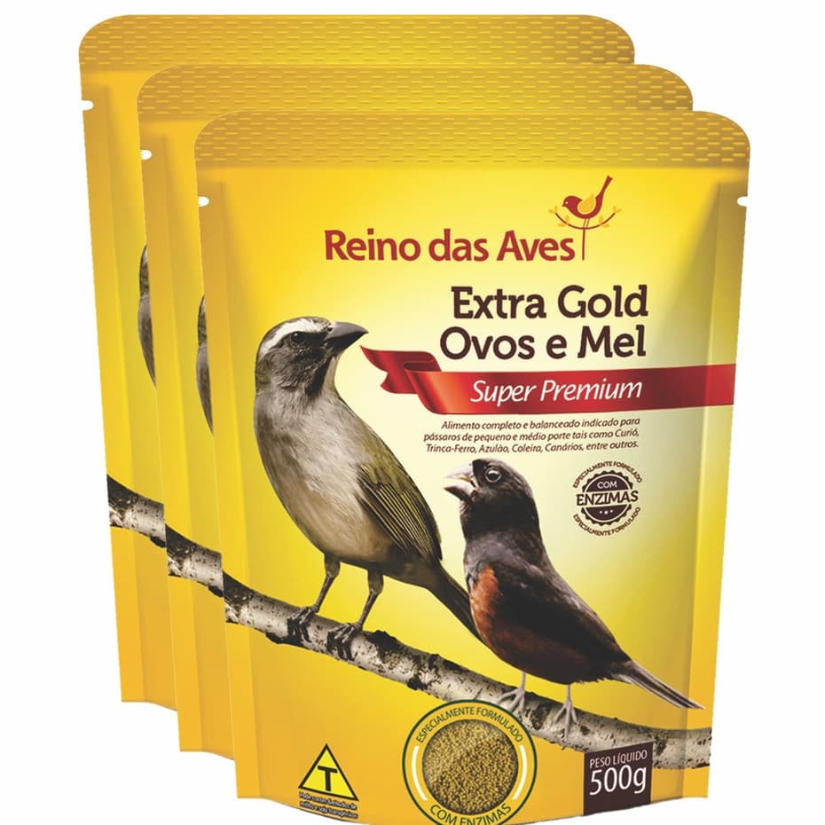 RAÇÃO  EXTRA GOLD OVOS E MEL 500G - KIT COM 3UN