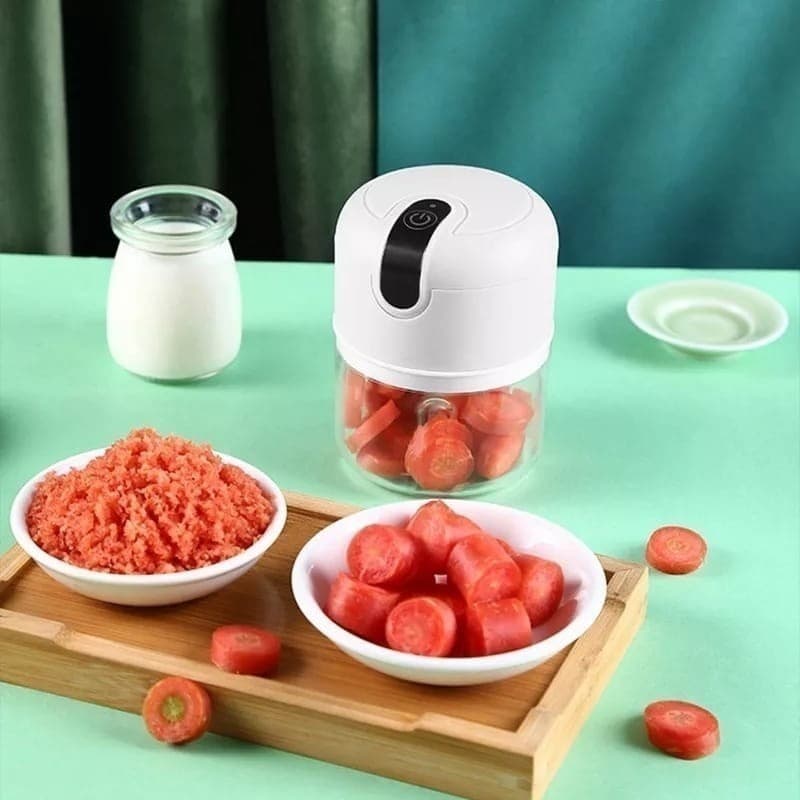 Mini Processador com 3 lâminas de aço inox Elétrico de Alimentos Portátil