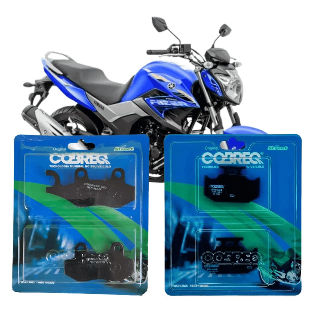Kit Pastilhas Freio Dianteira e Traseira Fazer 250 2010 a 2015 - Cobreq