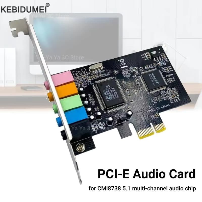 Placa De Som PCI-E 5.1 Computador PCIe 5.1 Canais Áudio 6 Jogos 3D Música Digital Express