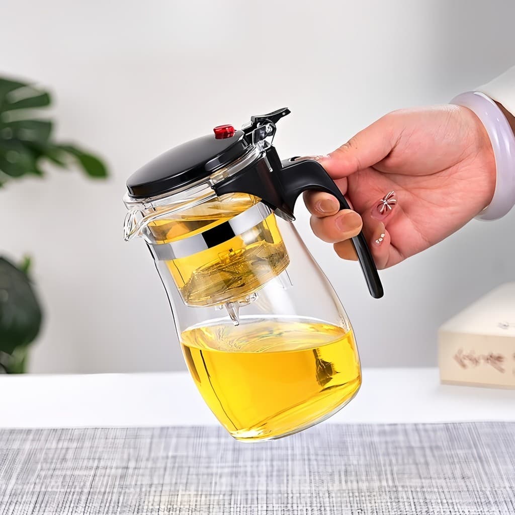 Chaleira Bule Jarra de Vidro 900ML Para Chá Com Infusor Reutilizável