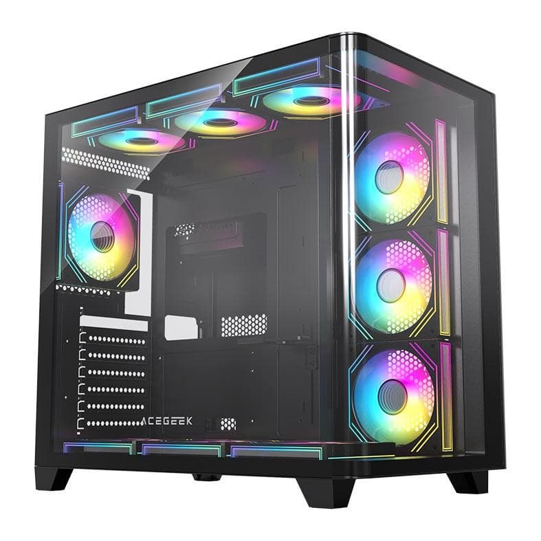 Gabinete Gamer Acegeek CurveX, Mid-Tower, Lateral de Vidro, Preto, AG-CURVEX-BK