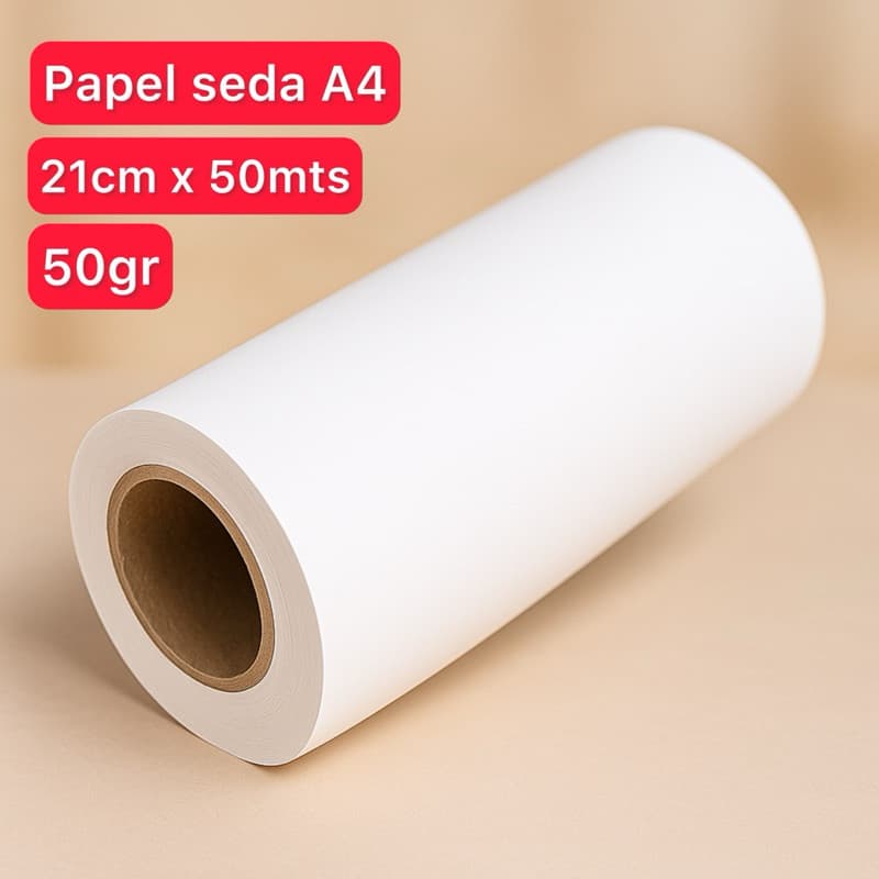 Papel Seda 50g  A4  210mm x 50mts para Impressoras de Pequeno Formato