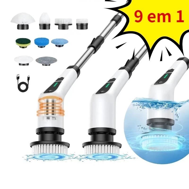 Escova De Limpeza Ajustável Janela Banheiro e Cozinha Ferramenta 7 em 1/ 9 em 1 Recarregável REAL
