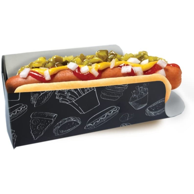 100 Peças - Embalagem Hot Dog / Cachorro Quente - Linha Black
