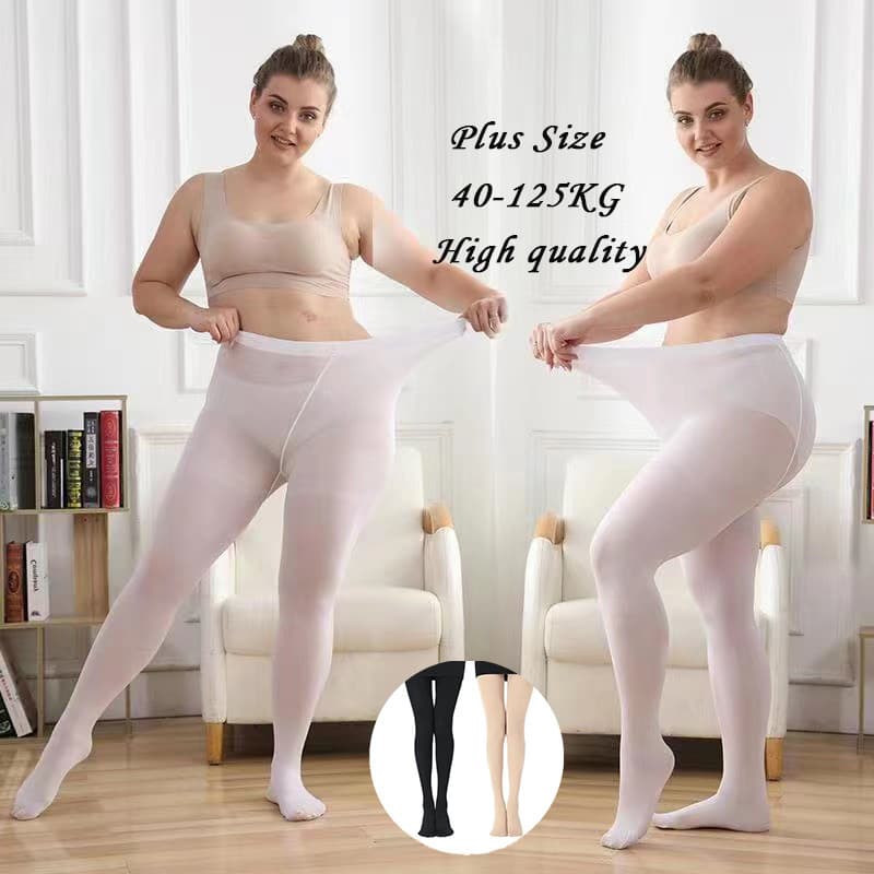 Plus Size Meia-Calça 40-125KG Branco Menina Apertada Feminina Veludo Dança Ballet Mulher Respirável Elástica