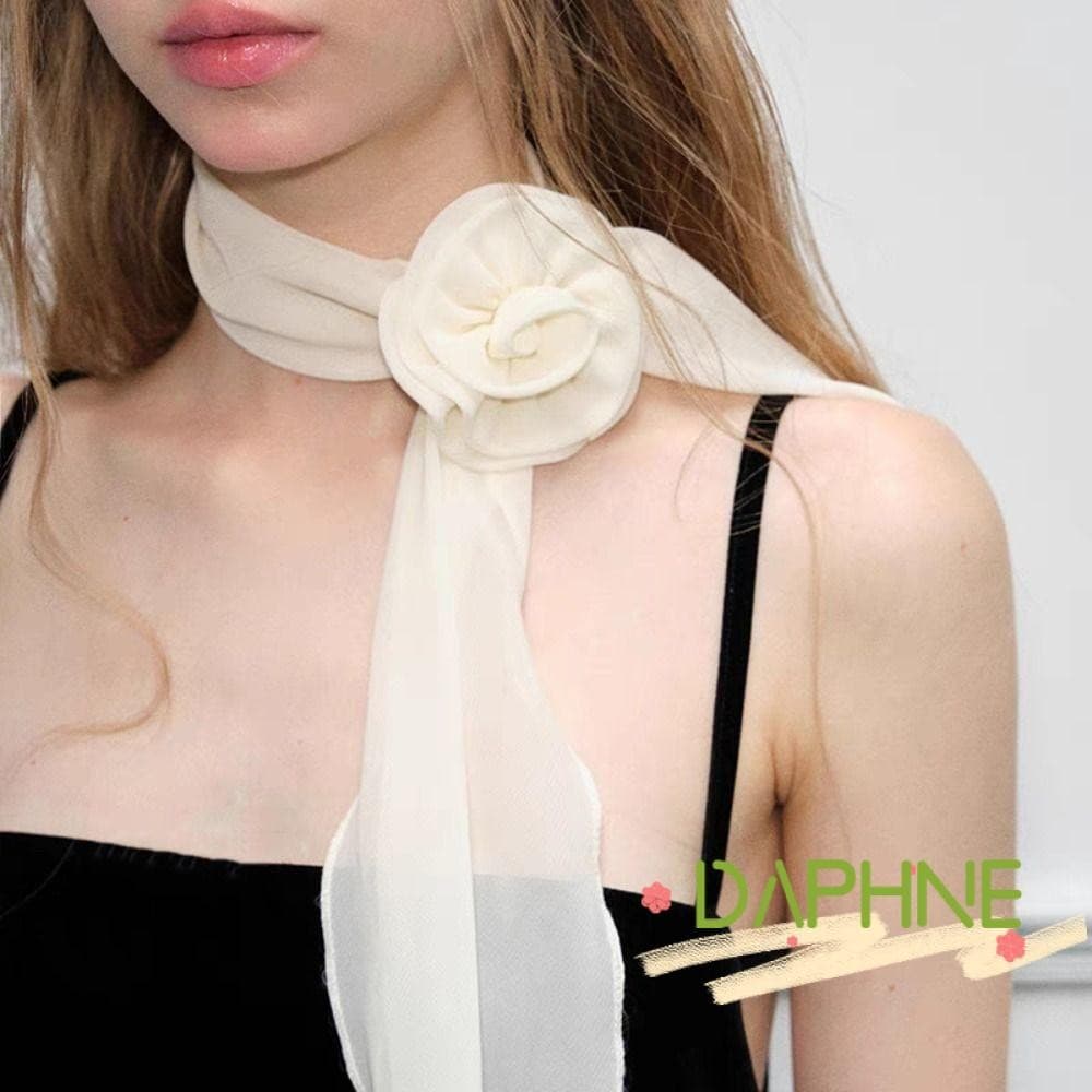 Lenço De Chiffon DA-FACC , Xale Floral Versátil E Moderno , Pescoço Elegante Luxuoso