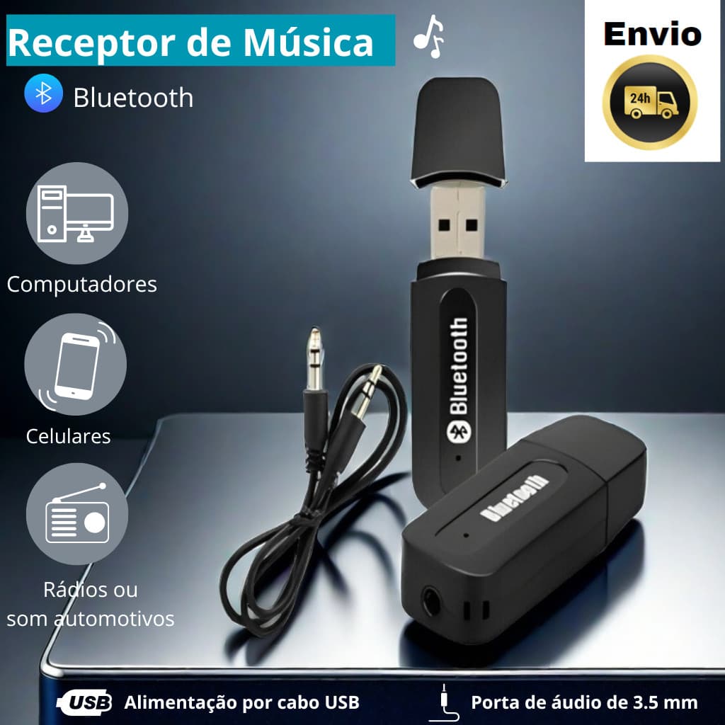 Receptor Adaptador Bluetooth Usb P2 Audio Stereo