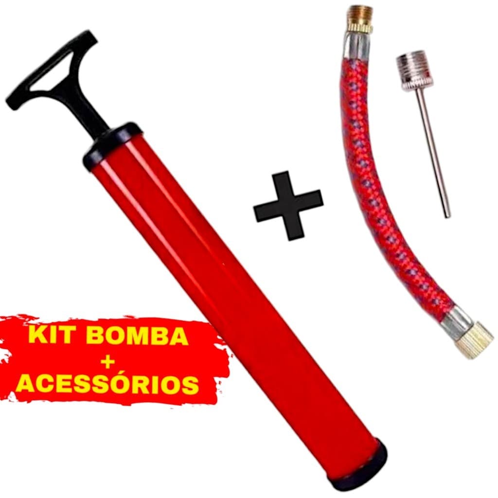 kit bomba de Ar Para Encher Bolas de Futebol Voley Futsal Futvolei Basquete Boia Colete