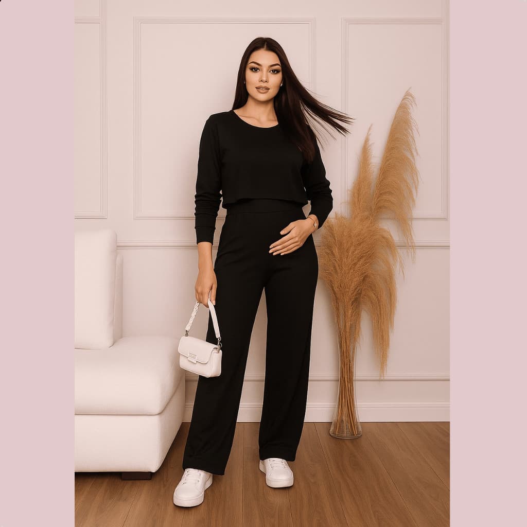 Conjunto Moletinho Gestante Confortavel Amamentação Moda