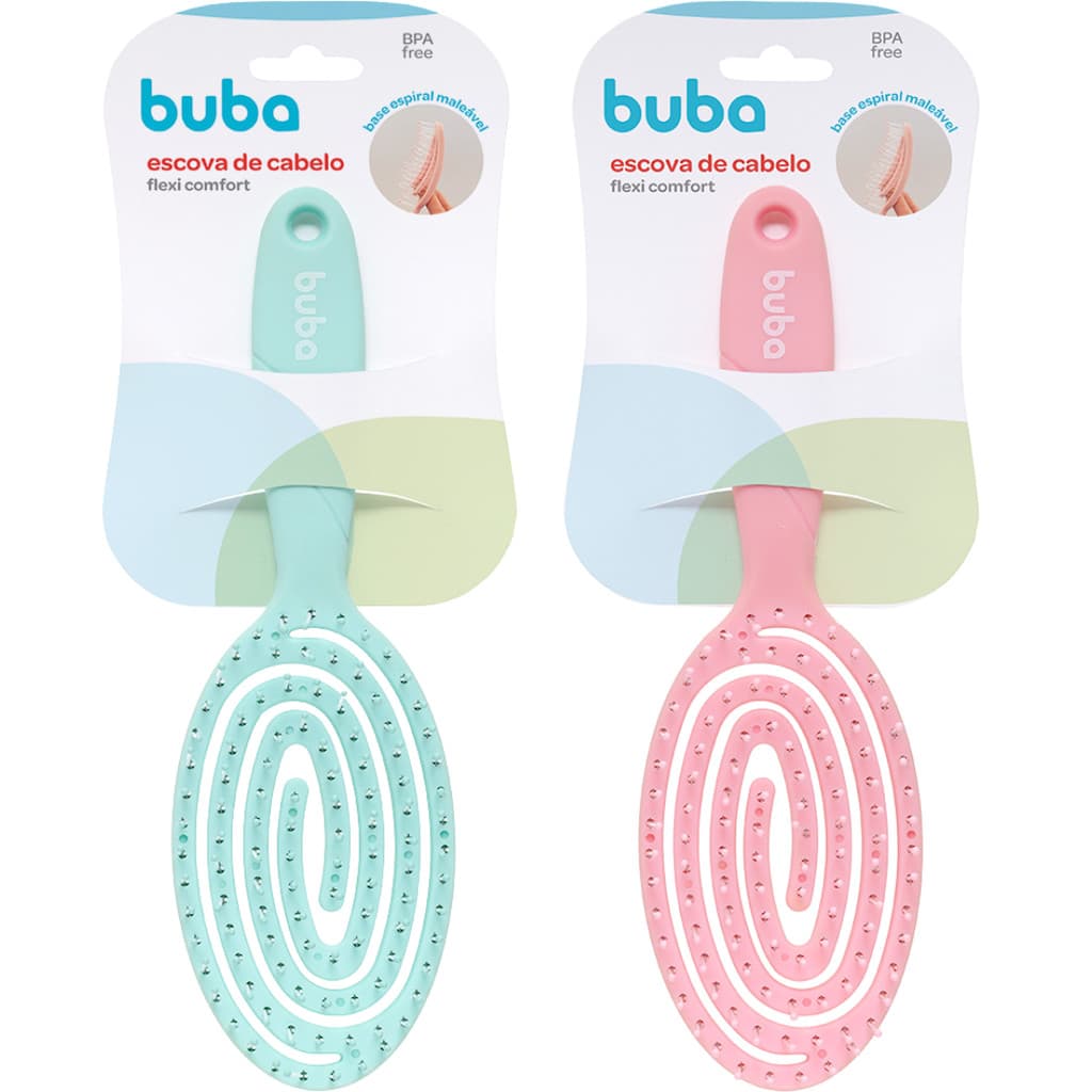 Escova de Cabelo Infantil Flexi Comfort Buba Flexível Maleável e Desembaraçante