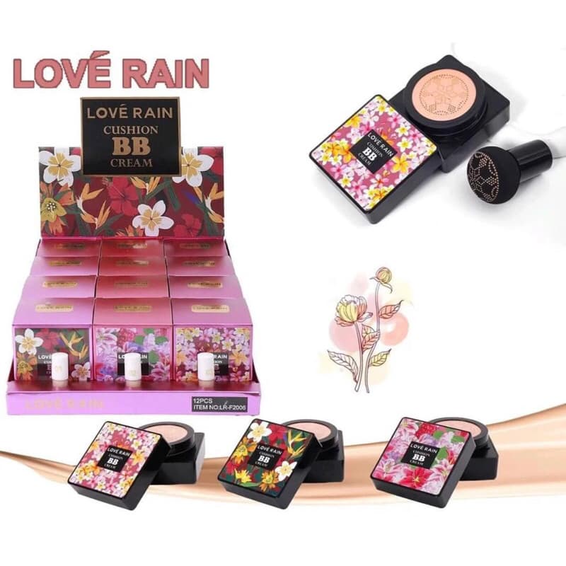 Base BB Cream Cushion /Corretivo com Esponja co Formato de Cogumelo  Base Clareador Maquiagem Creme Clareador Lové Rain