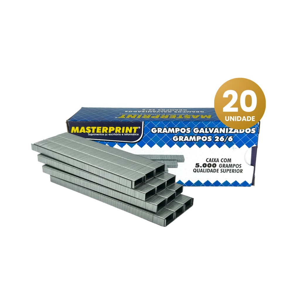 Kit 20 Grampo Para Grampeador Galvanizados 26/6 5000 Unidade