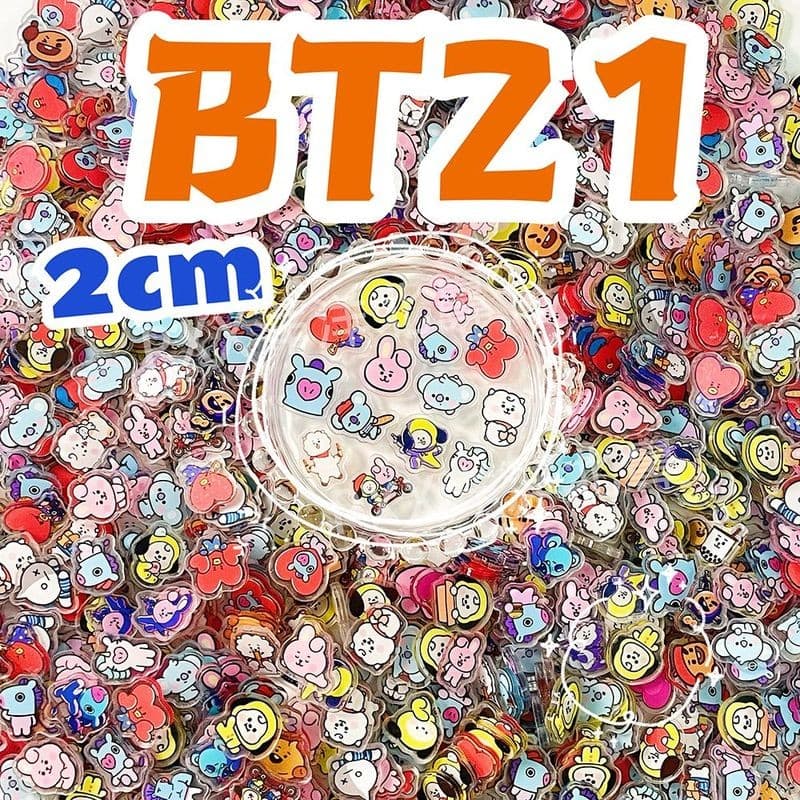 Peças Agitadoras De Acrílico BT21 BTS – Amuletos DIY Fofos De Desenho Animado De 2 Cm Para Artesanato E Molduras